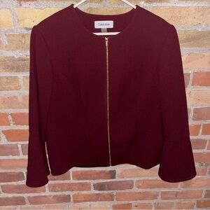 Calvin Klein Women's Burgundy Bell Sleeved Blazer
